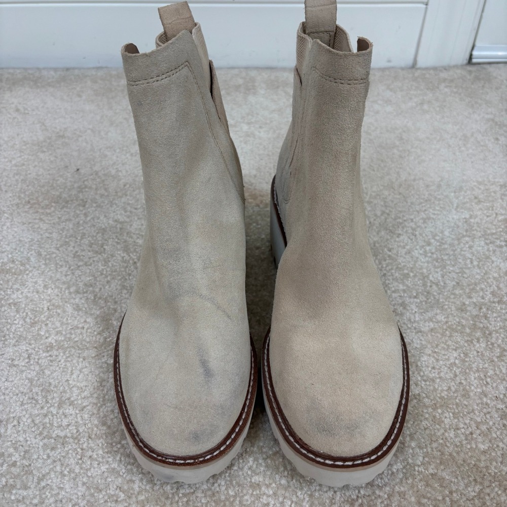 Dolce Vita Women's Huey H20 Dune Suede Leather Chunkie Heel Booties Size 7.5